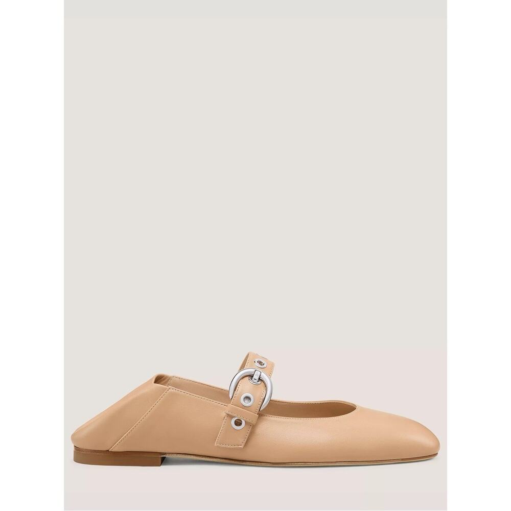 NEW STUART WEITZMAN Supermoto Nude Buckle Mary Jane Ballet Flats Size 10.5 - Picture 3 of 10
